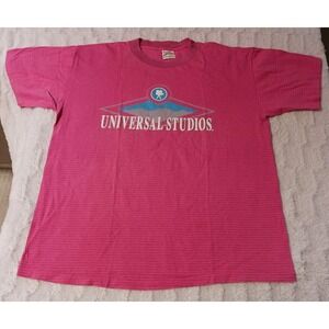 Vintage 80s-90s Universal-Studios Hollywood T Shirt Adult Large/XL Pink Striped